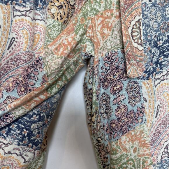 Rachel Zoe Womens Linen Resort Patchwork Wide Leg Pants Size L Prep Beach Paisle - Picture 6 of 13